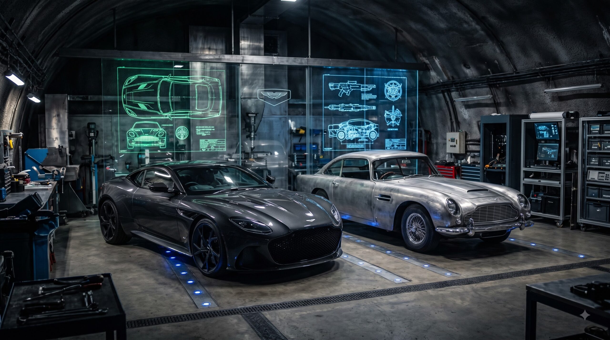 Aston Martin James Bond Q Branch intelligence armory