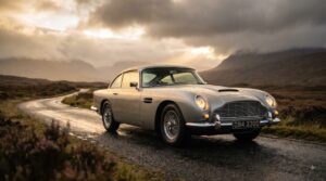 Aston Martin driven by James Bond Silver Birch DB5 in Scotland