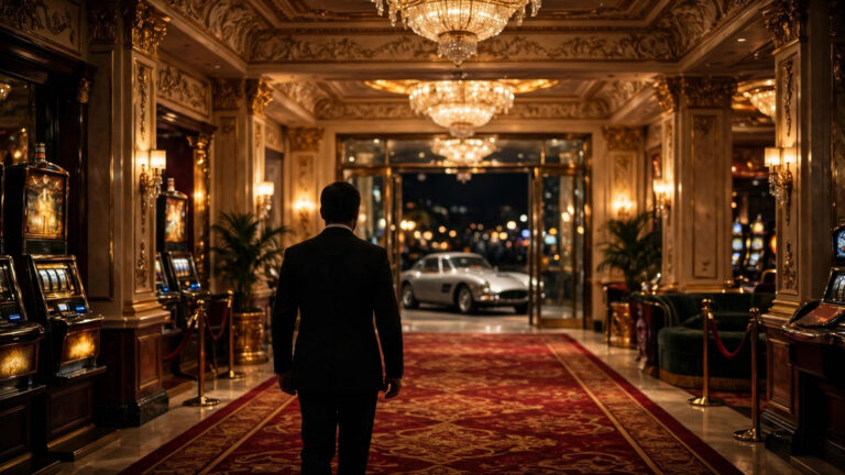 Who will be the next James Bond — tuxedo silhouette in a casino