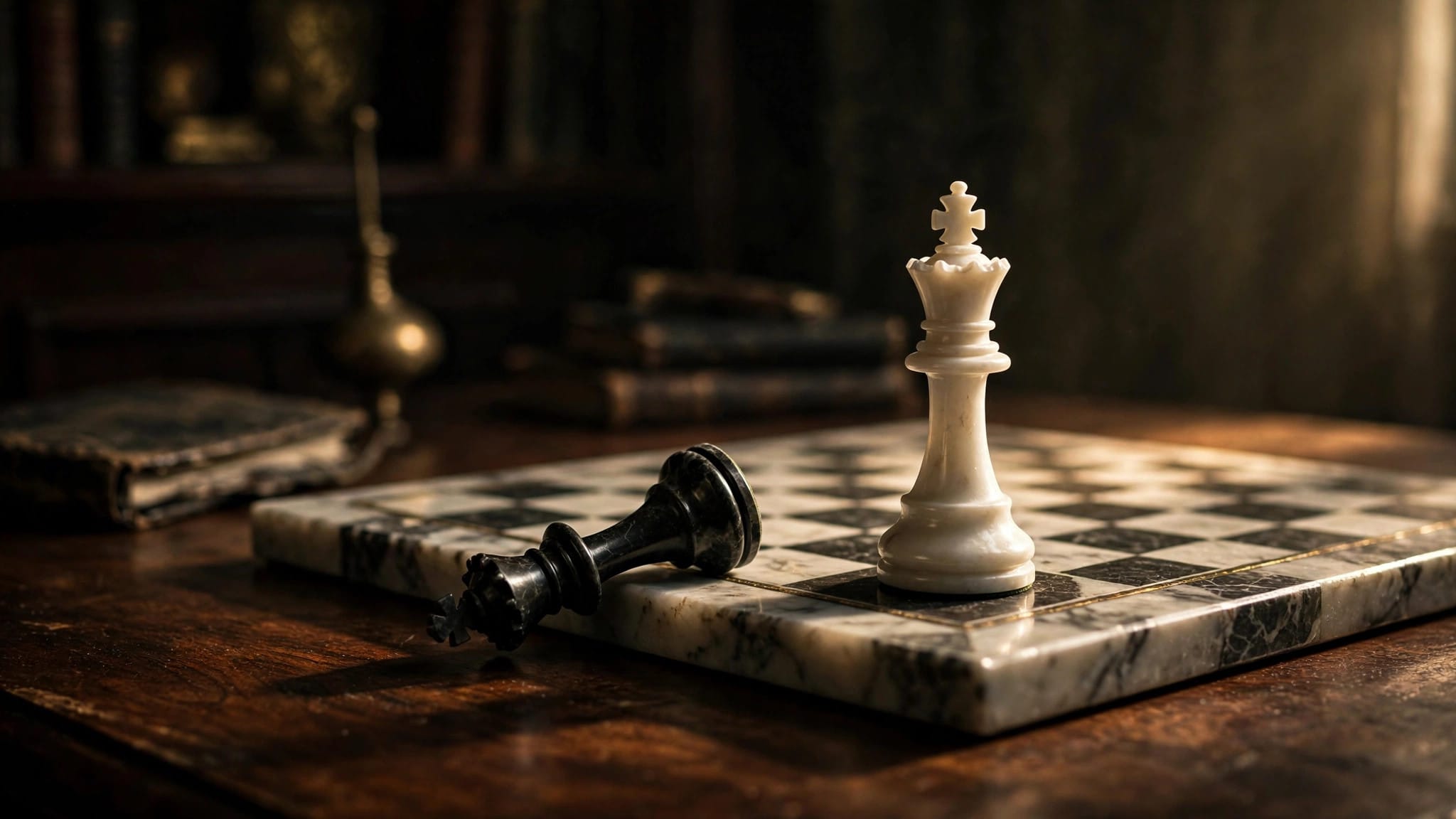 Toppled black king on a marble chess board — why Ewan Mitchell's rumored Bond 26 villain role would shake up the 007 formula