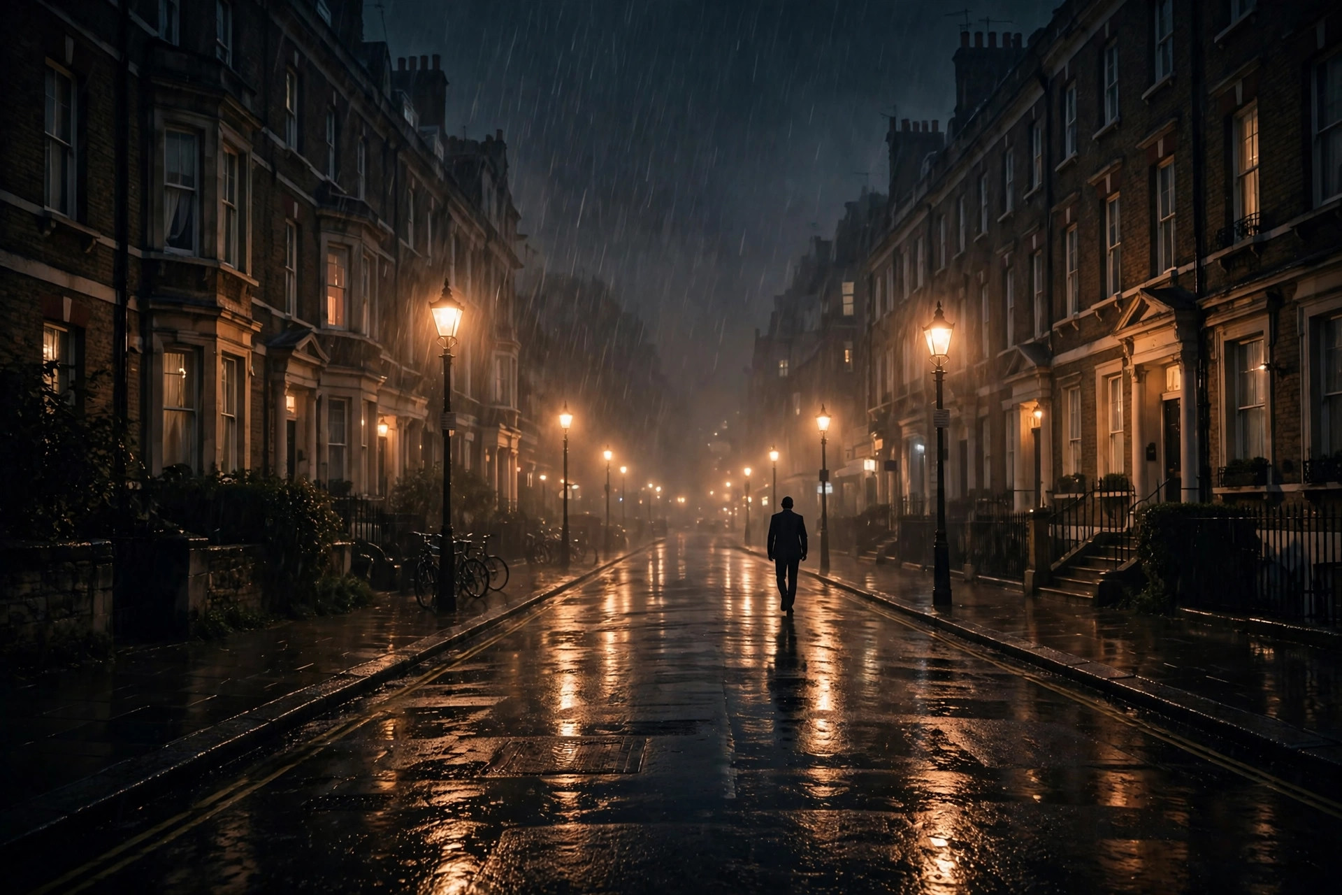 James Bond mystery fourth actor walking through rainy London streets at night as speculation grows