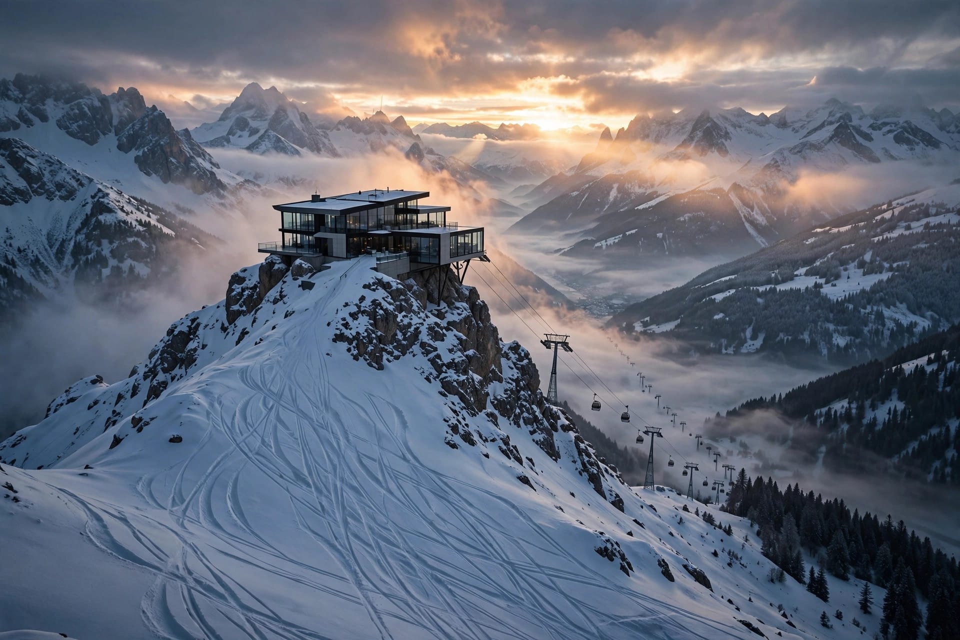 Austrian Alps mountaintop restaurant like Spectre's James Bond filming location in Sölden you can visit