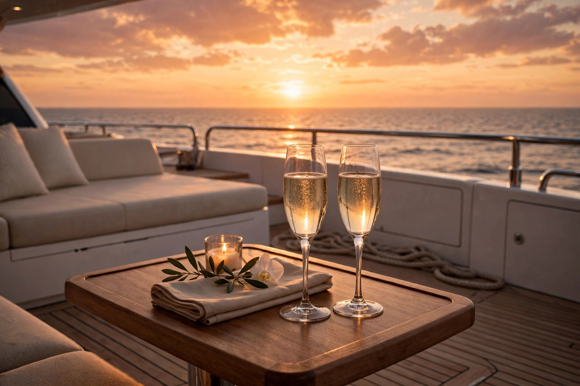 Modern James Bond one-liners — luxury yacht at sunset